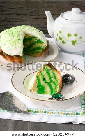 White and green zebra cake for Saint Patrick\'??s Day