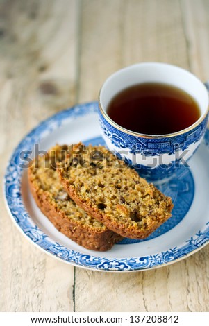 Pumpkin and nut cake and cup of tea