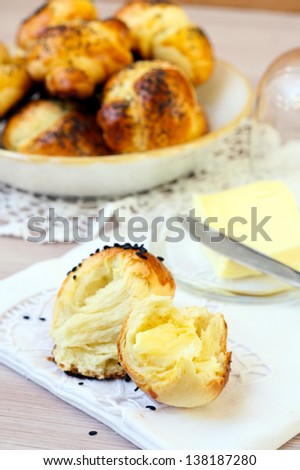 Breakfast rolls with poppy seed and sesame