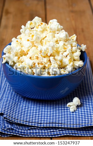 Bowl of homemade caramel flavored popcorn