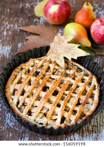 Autumn apple and pear pie
