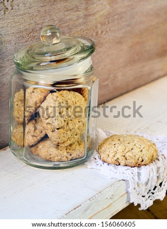 Oat and bran cookies in a jar