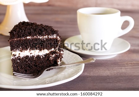 slice of chocolate cake and coffee