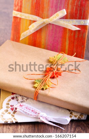 Few gifts wrapped in paper