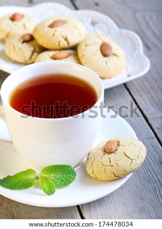 Almond biscuit and cup of tea