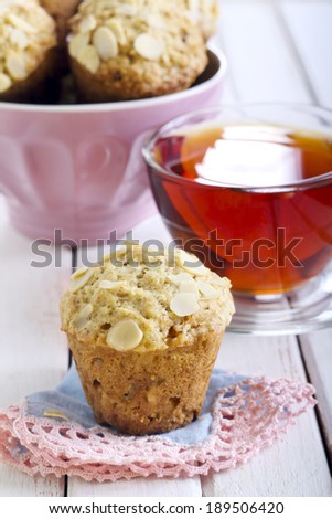 Almond and fig muffins and cup of tea