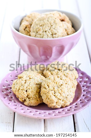 Oat bran cookies on plate
