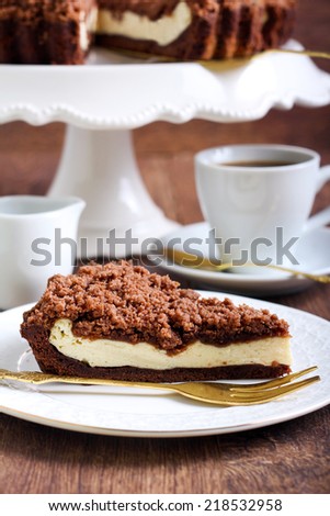 Chocolate mocha cake with cheese filling