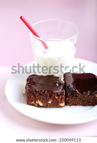 Chocolate and nut slices with chocolate icing