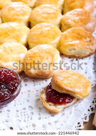 Buttermilk scones with strawberry jam