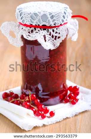 Red currant jelly sauce in a jar