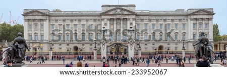LONDON, UK - OCTOBER 16, 2014: Buckingham Palace the official residence of Queen Elizabeth II and one of the major tourist destinations U.K.