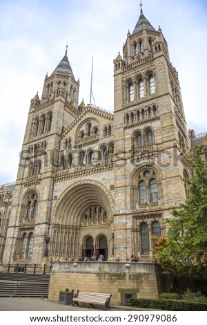 LONDON, UK - OCTOBER 12, 2014: People visit Natural History Museum in London. With more than 4.1 million annual visitors it is the 4th most visited museum in the UK.