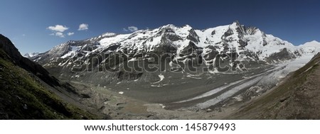 panoramic view, Grossglockner glacier, mountains by name Alp  at middle Europe in Austria, mountain Grossglockner