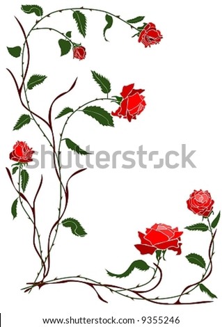 Vector Branch Red Rose Vine 9355246 Shutterstock