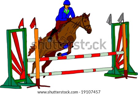 White Horse Jumping. horse jumping with rider