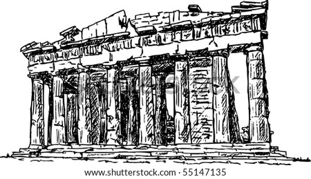 vector - handdraw Pantheon , Greece, isolated on background