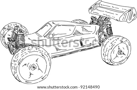 stock vector vector hand draw RC buggy car isolated on background