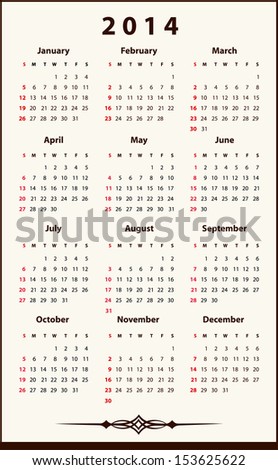 2014 Calendar, eps 10 vector file of this image is also available