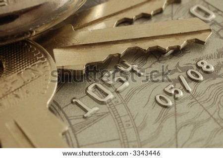 Macro shot of keys on credit card