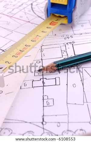 Measure tape and construction plan