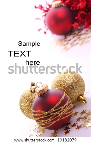 Xmas balls and place for sample text