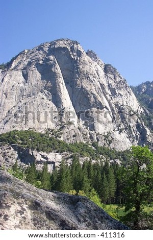 North Dome of Kings Canyon seen from Zumwalt Meadow in Sequoia & Kings Canyon National Parks, CA.