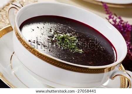 typical eastern europe soup from beetroot - borscht
