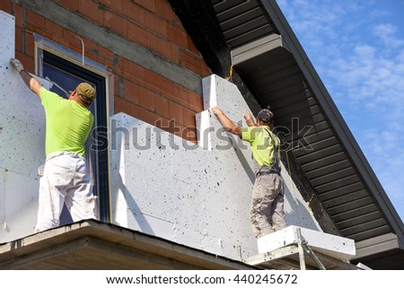 Elevation of the building Styrofoam insulation