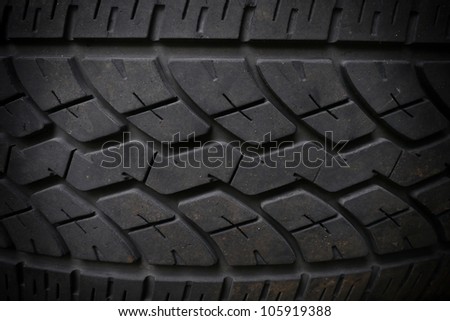 Closeup of black tire texture