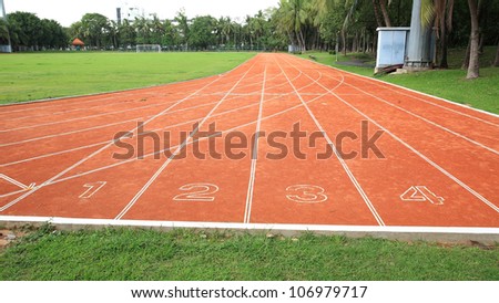 Start Lanes one to four of the red running track