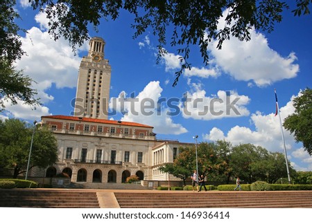AUSTIN,TEXAS-JUL 19: Academic building dome of University of Texas (UT) in Austin, Texas, USA on July 19, 2008. UT, founded in 1883, has the fifth-largest single-campus enrollment in US.
