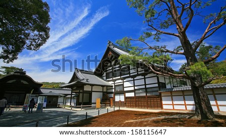Traditional Japan temple at the entrance of Golden Pavilion in Kyoto