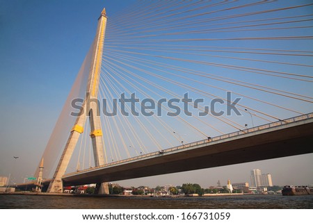 Rama8 bridge across Chao Phraya river in Bangkok. Thailand