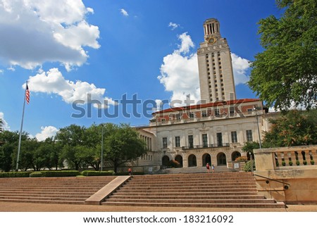AUSTIN,USA - JULY 19, 2008: Academic building dome in University of Texas (UT) in Austin, Texas. UT, founded in 1883, has the fifth-largest single-campus enrollment in US.