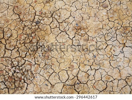 Dry cracked earth or dirt for  texture pattern background, Water crisis in Thailand