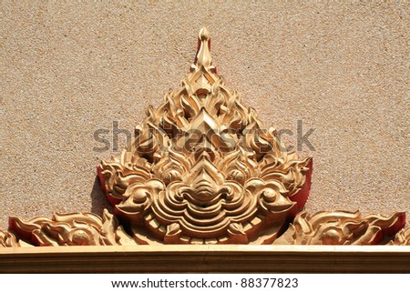 Ornament: Gold metal sculpture of Hamuman in Thai temple