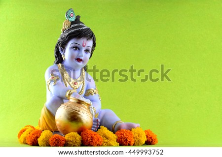 Hindu God Krishna on green background