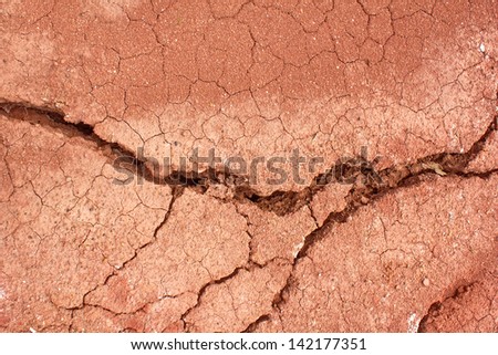 Cracked soil caused by drought. Rain does not fall seasonal summer outdoors.
