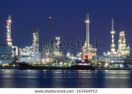 Oil Refinery Plant At Twilight