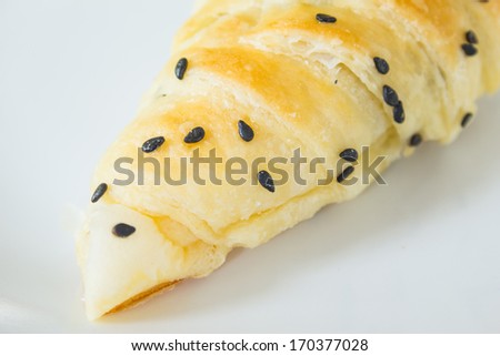 Sesame croissants  on white background