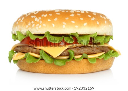Big hamburger on white background Big hamburger on white background