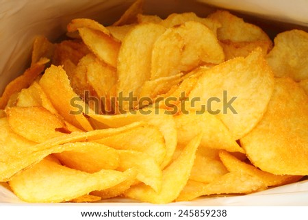 Potato chips in packing close-up