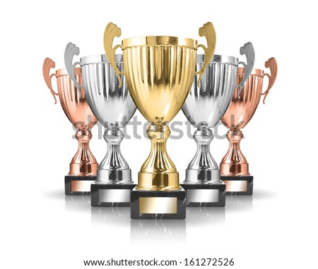 champion trophies isolated on white background