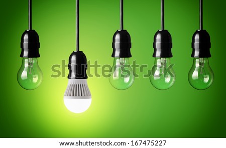 Glowing Led Bulb And Simple Light Bulbs