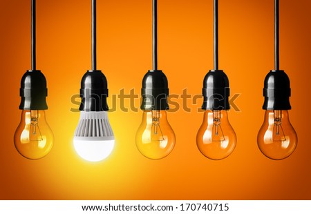 Eco concept with glowing LED bulb Eco concept with glowing LED bulb