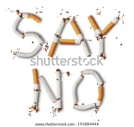 Text \'\'say no\'\' made from broken cigarettes