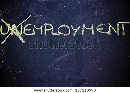 chalk writings on blackboard: looking for an employment