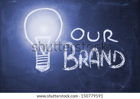 lightbulb and brand awareness chalk design on blackboard