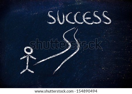 metaphor humour design on blackboard, individual success pathway
